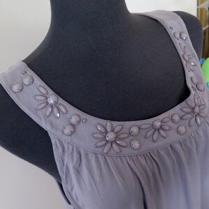 DKNY Grey Beaded Sleeveless Top - Size XL